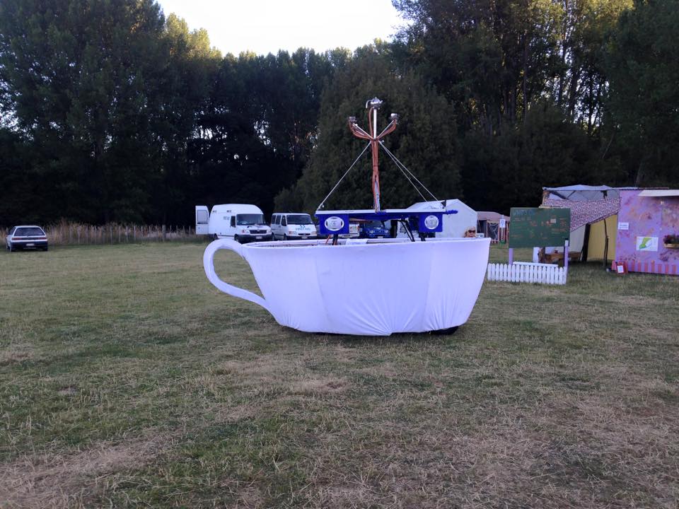 A giant mobile tea cup.