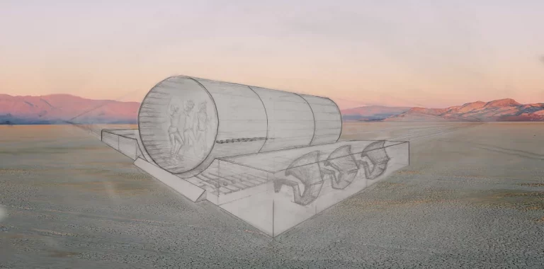 a diagram of a man-sized drum in the desert