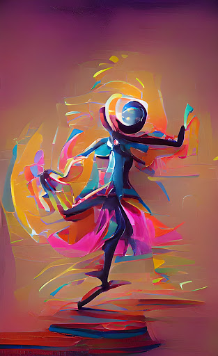 Abstract painting of a figure dancing