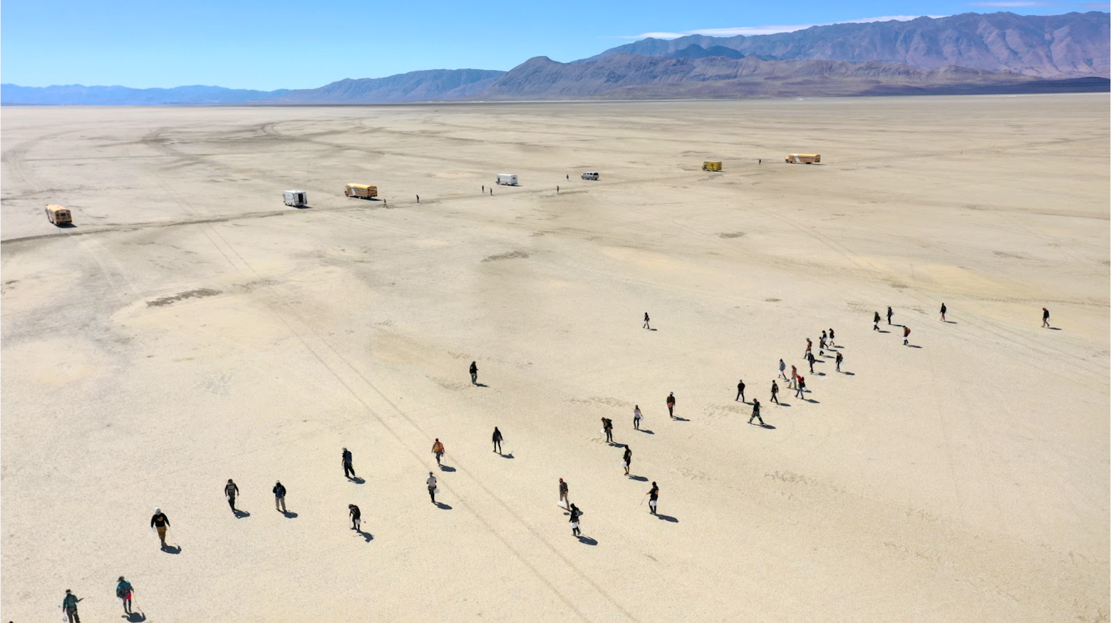 An image showing a MOOP clean up crew at Burning Man.