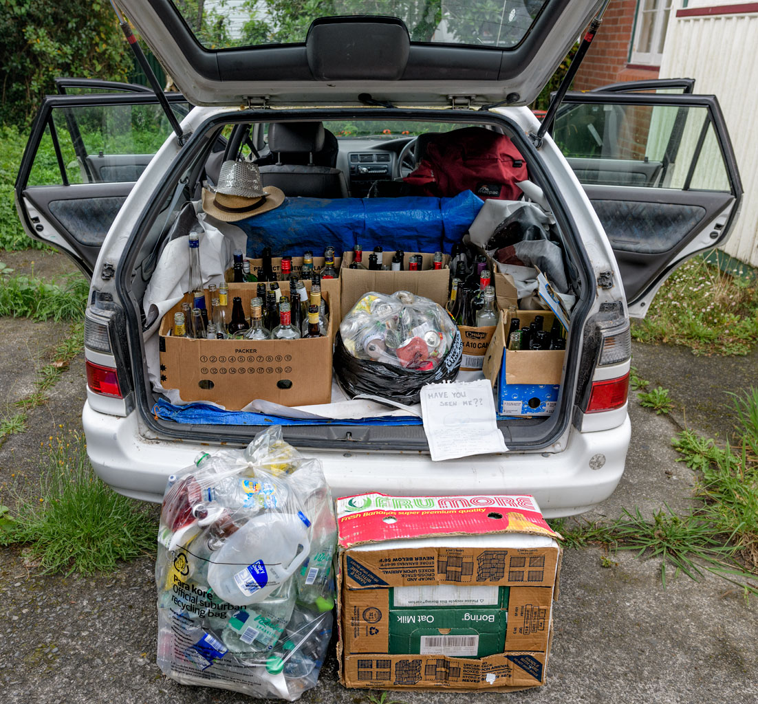 An image of a car packed with recycling.