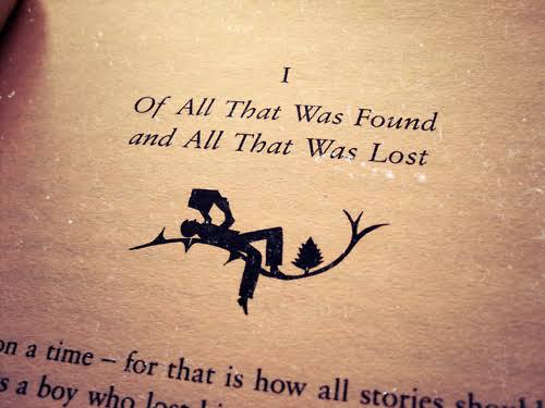 A photo of a book page with the words 'Of all that was found and all that was lost'