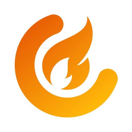 the logo for catalyst, an orange C shape with a flame coming from the centre