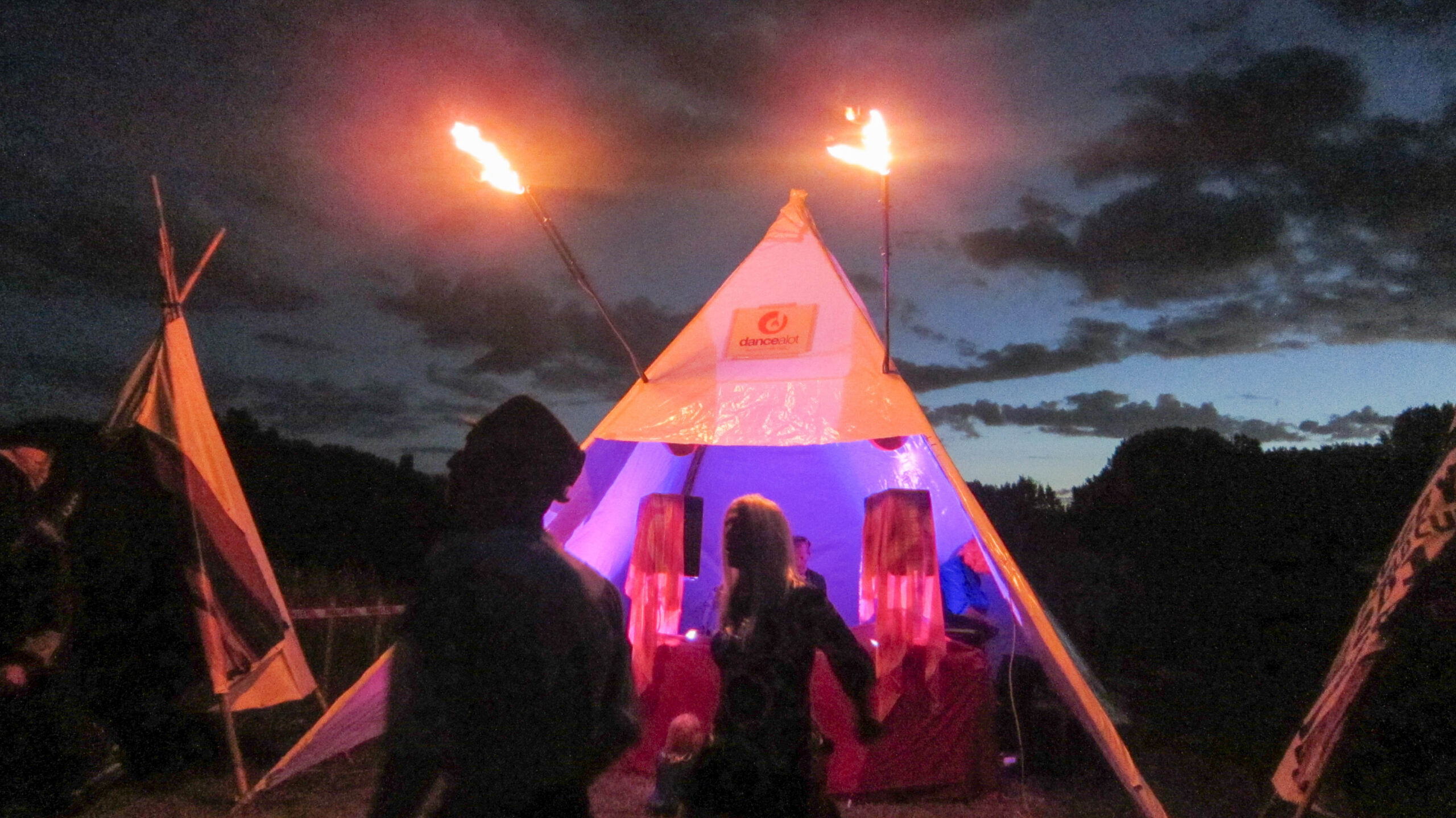 Tipi tent with fire sticks